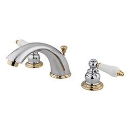  Kingston Brass KB974B Victorian Widespread Bathroom Faucet, 8-Inch Adjustable Center, Polished Chrome/Polished Brass *New* 