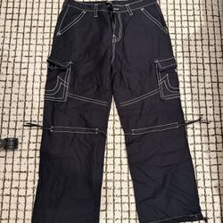 NWT True Religion MR Pocket Slim Parachute Pants Black Size 34