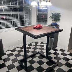 Custom Bar-Height Table stainless steel frame with wood top