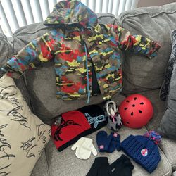 Kids Snow Gear - Coat, Helmet, Mittens, Beanie
