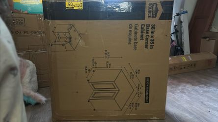 Brand new inbox 36 x 35” base corner cabinet white