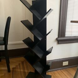 Modern Tree Bookshelf – 9-Tier Black Bookcase