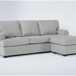 Living Spaces Hampstead Dove Grey Fabric 99" Sofa with Reversible Chaise OFFERS WELCOME!
