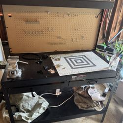 Work Bench With Peg Board And Built In Light