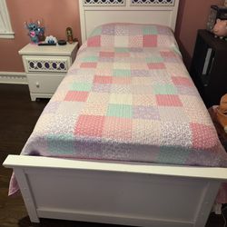 Twin Bed (mattress Not Included) With Nightstand 