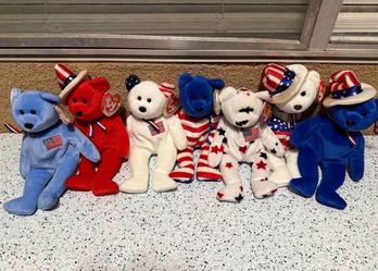 Patriotic bear beanie babies set $15each