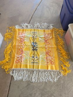 Vintage WWII Tay Majal Silk Piano Shawl or Table Scarf