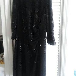 Designer Vince Camuto Black Sequin Knee Length Formal/ Party Dress Size 20