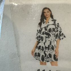 Cute Pandas Robes for Women's Sleepwear Robe Soft Nightgown with Belt