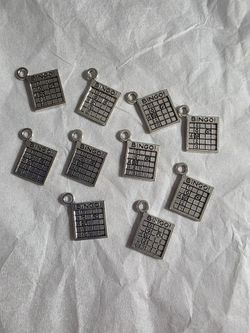 Silver Bingo Card Charm Pendant