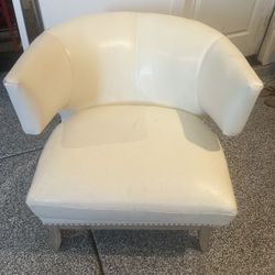 Leather White Chair With Match Any Funiture 