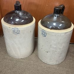 Vintage 5 Gallon Cobalt 4 Leaf Clover Stoneware Crock Jar 