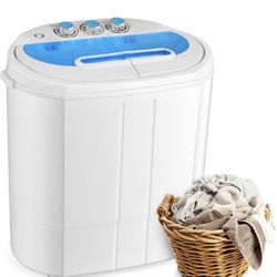 Mini Compact Twin Tub XPB30-1288S Portable Washing Machine, White and Sky Blue