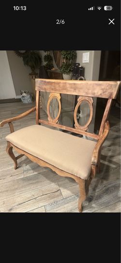 Rustic wood vintage bench newly upholstered 41x20x38