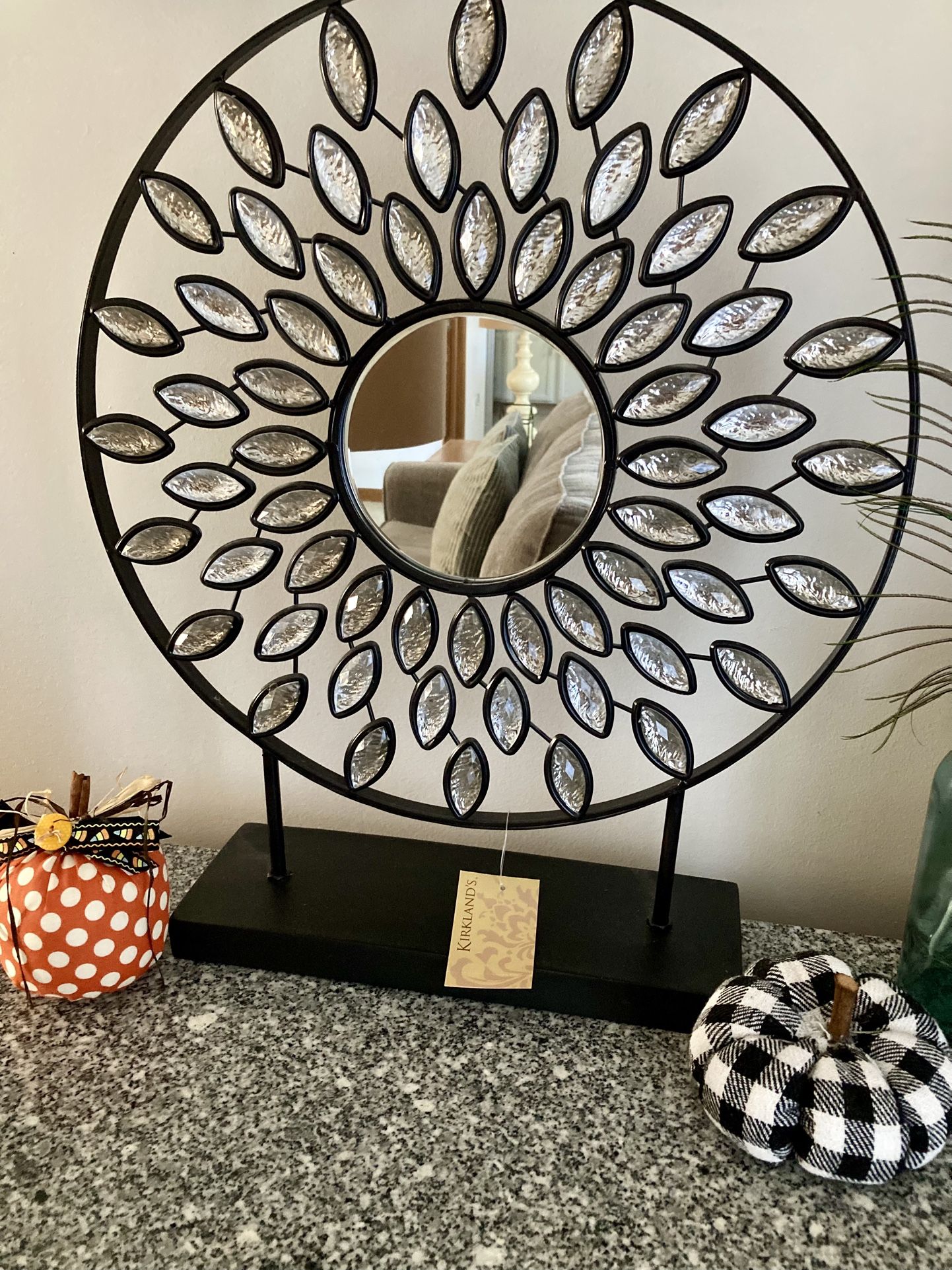 Kirklands Black Metal Standing Mirror Decor