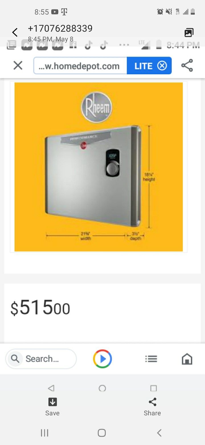 Them Water Heater Brand New Retails For 515