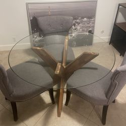 Glass Dining Table With 3 Chairs
