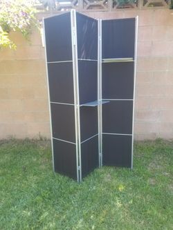 3 Panel Folding Room Divider  48" X 71" Fabric and Metal 