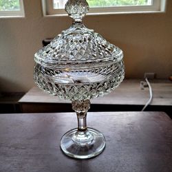 Vintage 1950 Indiana Glass Co Diamond Point Candy Dish