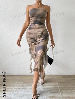 Tie Dye Dress Strapless Dress