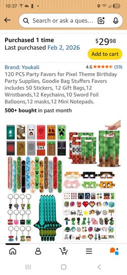 Minecraft party items 120 pieces