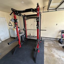 PRO SERIES Ultimate Half Rack Functional Trainer w/Smith Machine Bar | 400lb Stack | Gym Equipment | Fitness | Commercial | Squat Rack 