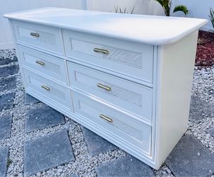 White MCM dresser with 6 drawers