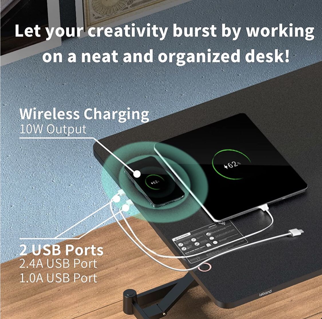 Electric Standing Desk Converter with Wireless Charging and 2 USB Ports, 34'' Height Adjustable Desk Converter with Height Memory Controller and Child