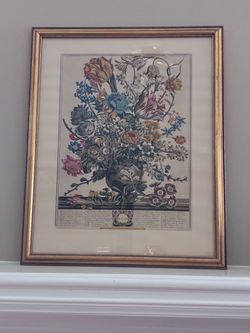 Vintage Robert Furber March Floral Print, Framed