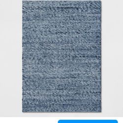 🌹PR11#32($80) 5'X7' Chunky Knit Wool Woven Rug Indigo - Project 62™🌹