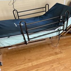 Drive Medical Delta Ultra Light Semi Electric Bed, Full Rails, Mattress & Pad