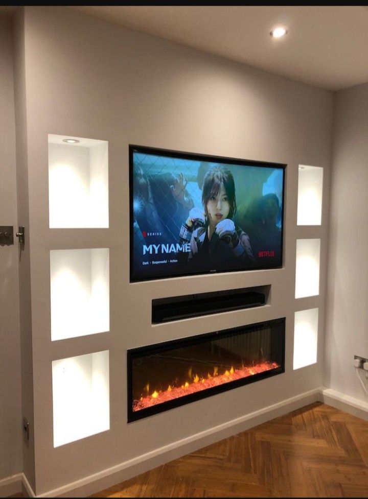 Media walls Tv Stand Fire Place And built ins