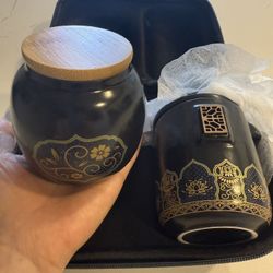 Ceramic Tea Set In Zippered Case(cups,canister,pot) New
