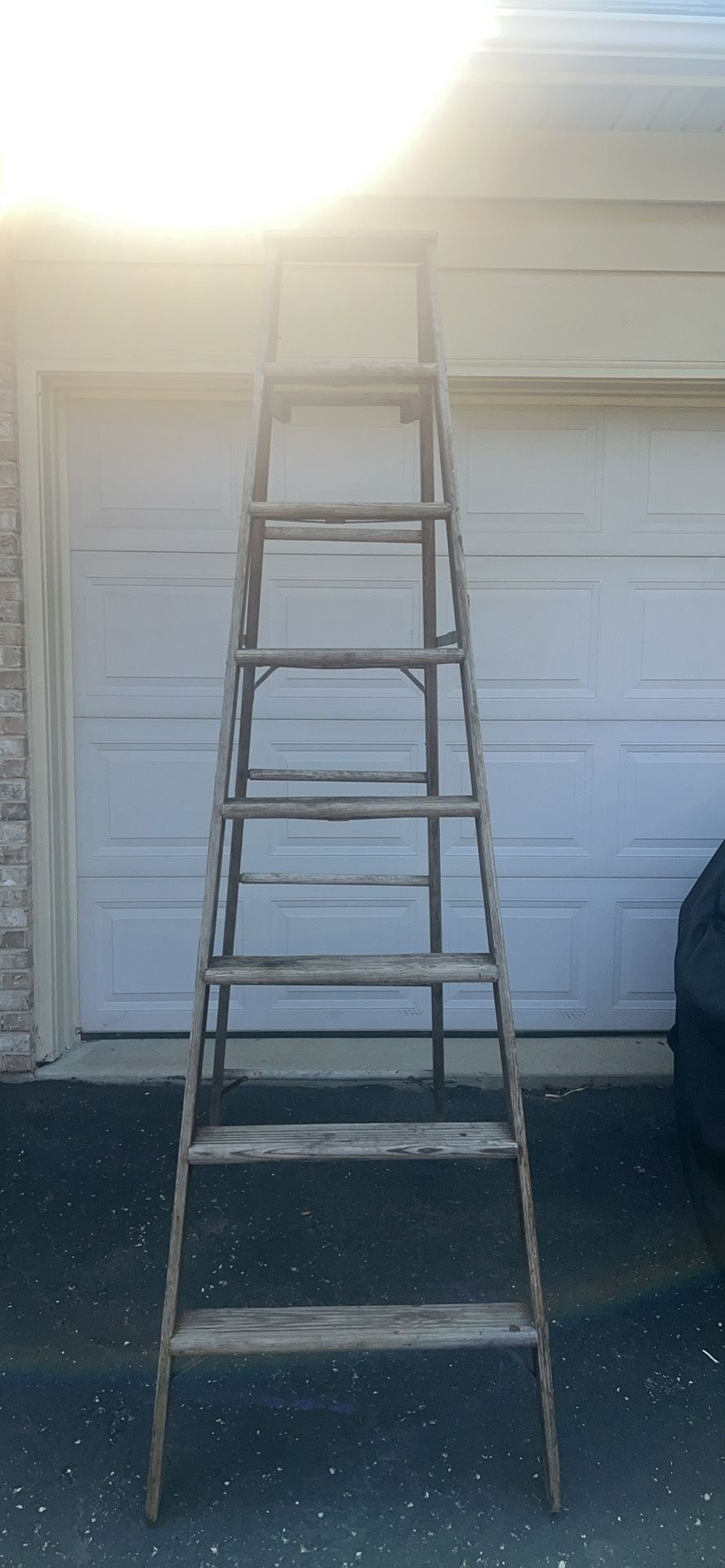 wooden a-frame ladder 7.5’. Has paint/rust/ chips in wood see pics