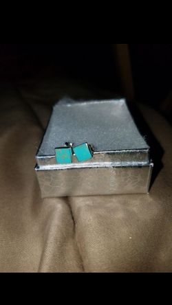 Turquoise square studs .925 sterling silver