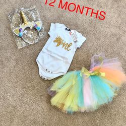 New Unicorn 🦄 3 pieces toddler size 12 Months (Nuevo).    $$$$FIRM.    NO TRADES.    NO SHIPPING.       (EAST PALMDALE)