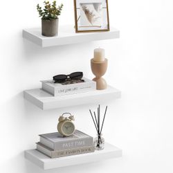 VASAGLE 15.7" Wall Shelves Floating Shelves Set of 3 - White