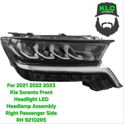 For 2021 2022 2023 Kia Sorento Front Headlight LED Headlamp Assembly Right Passenger Side RH 92102R5