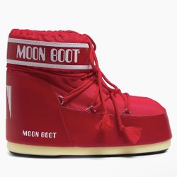 Moon Boot Icon Low Boot Red Color -Unisex Icon Nylon Snow Boots