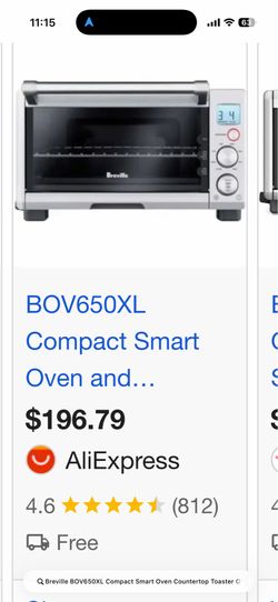 Breville BOV650XL Compact Smart Oven Countertop Toaster Oven Stainless Steel