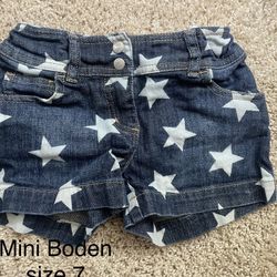 Kids Size 7 Mini Boden Jean Shorts