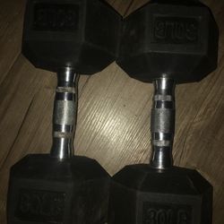 30lbs Rubber Hex Dumbbell Pair (OBO)