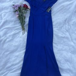 Alexa B Royal Blue Off-Shoulder Mermaid Gown