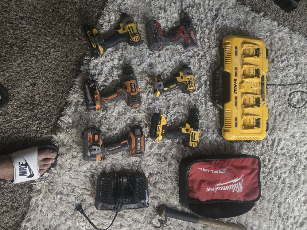 Drills, Chargers And Batteries. 