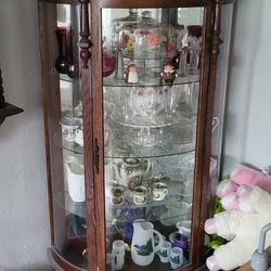 Round Glass Antique China Cabinet