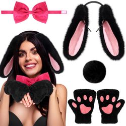 Black Bunny Costume Set Women Easter Halloween / Disfraz de Conejo