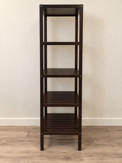 Dark Brown Wood 4-Tier Slatted Shelf Unit