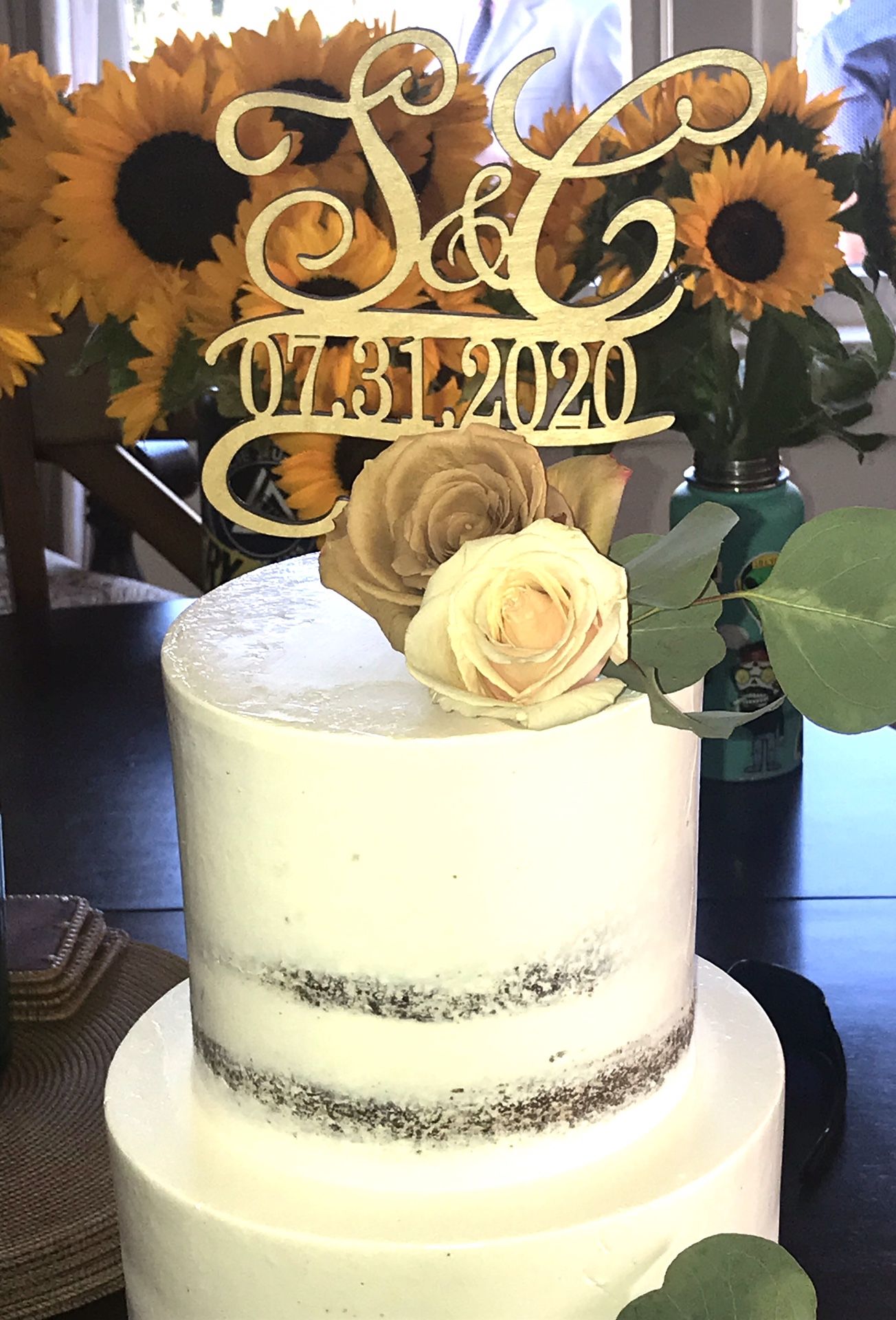 Cake topper wooden monogram