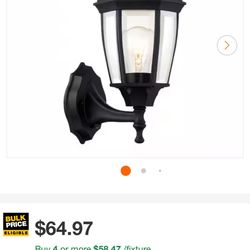 14.37 in. Black Dusk to Dawn Decorative Outdoor Wall Lantern Sconce Light