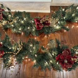Two 9 feet Light Up Christmas Garlands